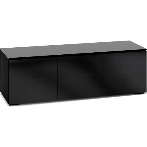 Oslo 237 65" TV Stand Cabinet with 3 Doors in Black Oak with Smoked Black Glass Doors & Top